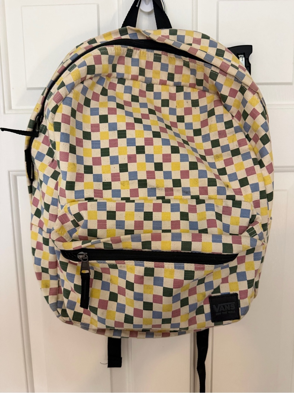 Vans Multicolor Checkered Canvas Backpack - Yellow, Green, Blue, Pink